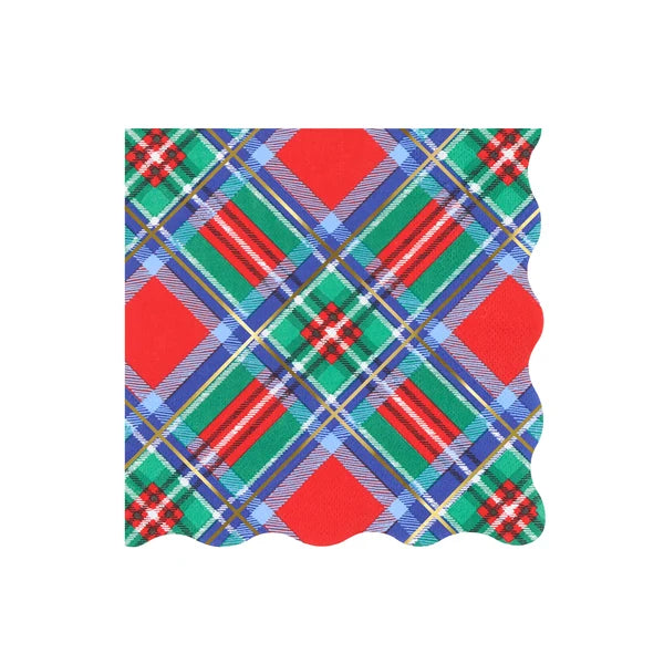 Servilletas grande de papel de cuadros (x16)