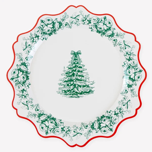 Platos grandes navideños Toile de Jouy (x8)
