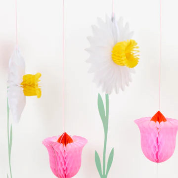 Decoración flores colgantes (x 6)