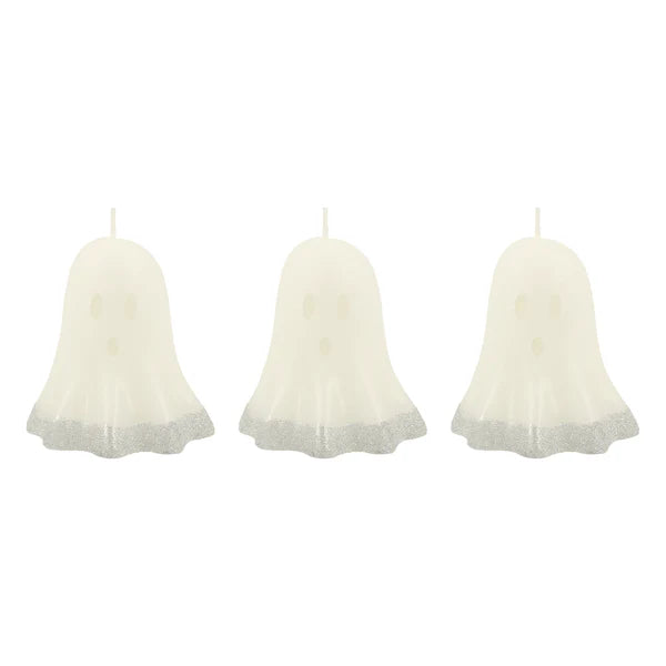 Velas de fantasma con purpurina (x3)