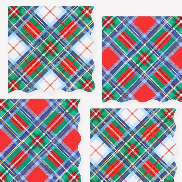 Servilletas grande de papel de cuadros (x16)