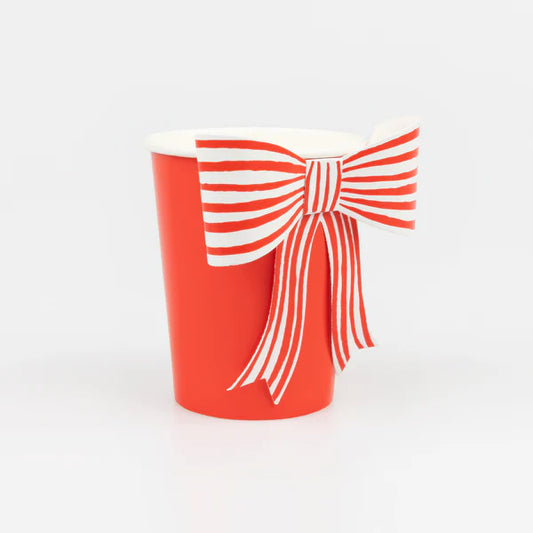 Vasos de lazo a rayas rojas y blancas (x8)
