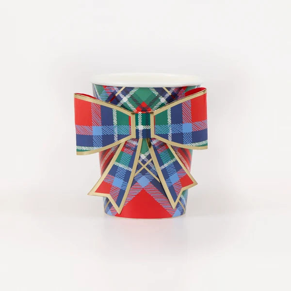 Vasos de navidad a cuadros (x8)