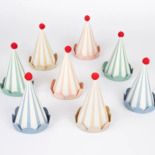 Sombrero de fiesta a rayas pastel (x8)