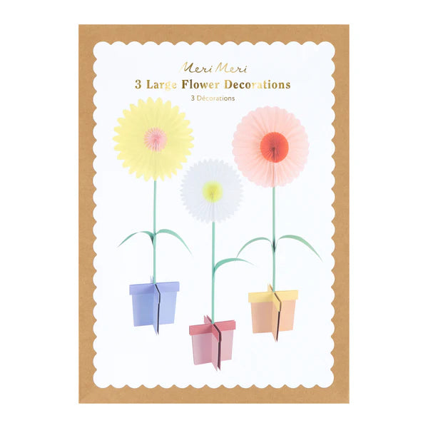 Flores grandes con matera (x3)