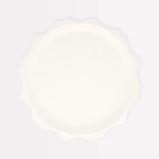 Plato compostable blanco con borde decorativo  (x8)