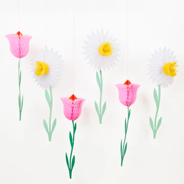 Decoración flores colgantes (x 6)