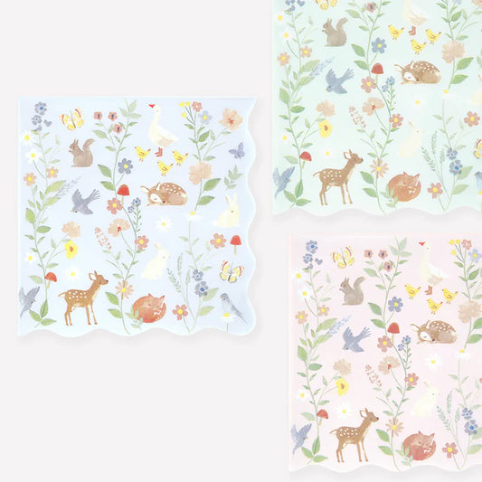 Servilletas grandes pequeños animales (x16)