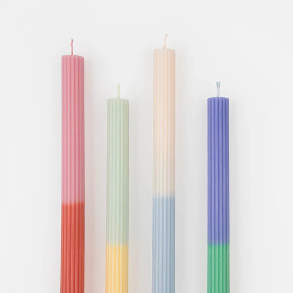 Velas de mesa de color multibloque (x4)