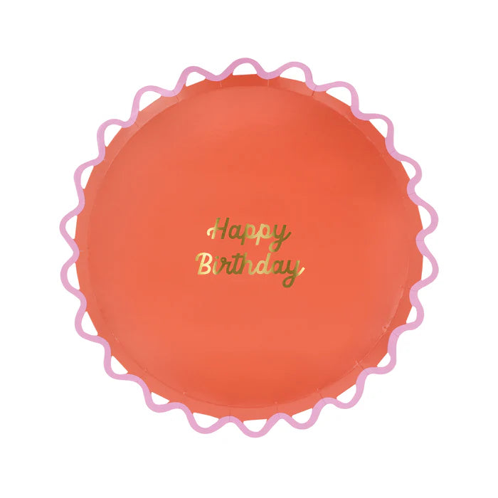 Platos de cena de cumpleaños con ondas (x8)