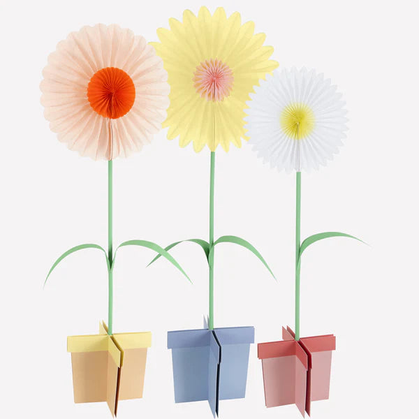 Flores grandes con matera (x3)