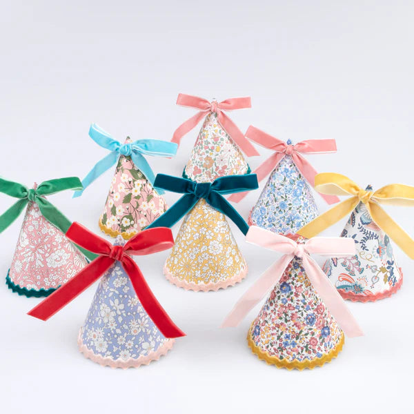 Sombreros de fiesta florales x Liberty (x8)