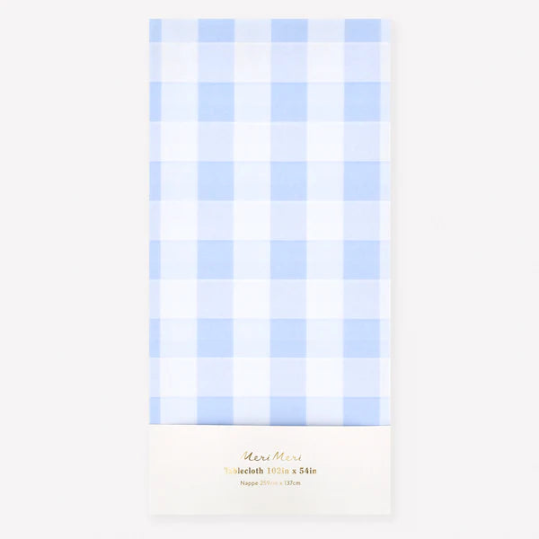 Mantel de papel vichy azul