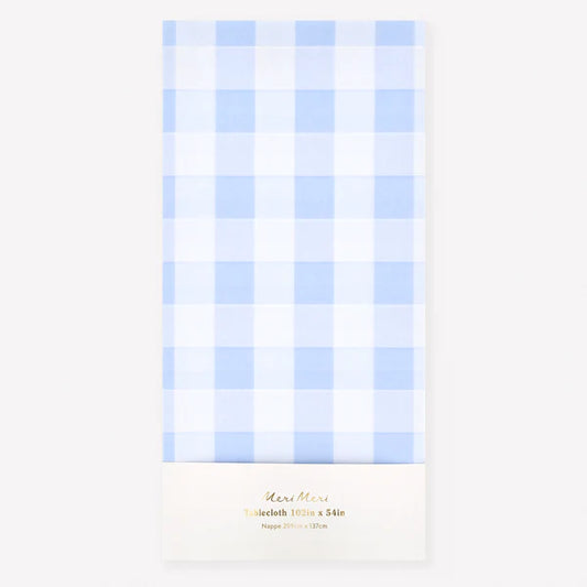 Mantel de papel vichy azul